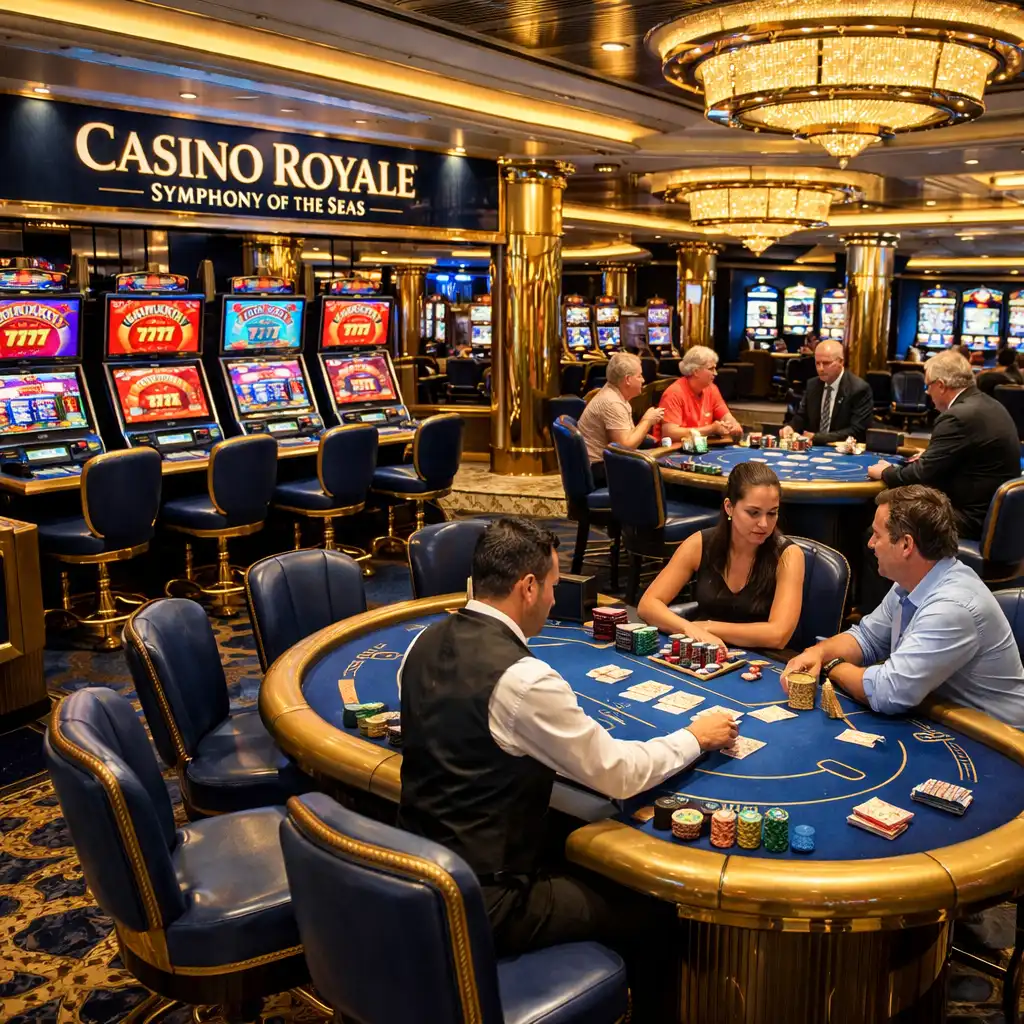 Kasyno Casino Royale na statku Symphony of the Seas z automatami i stołami do blackjacka