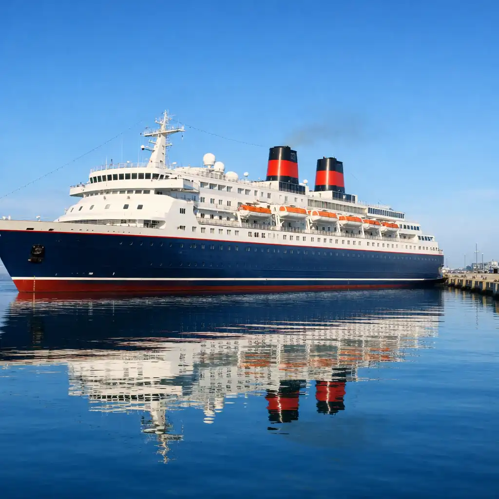 Klasyczny statek Classic Mariner w porcie z linią kadłuba podkreśloną odbiciem